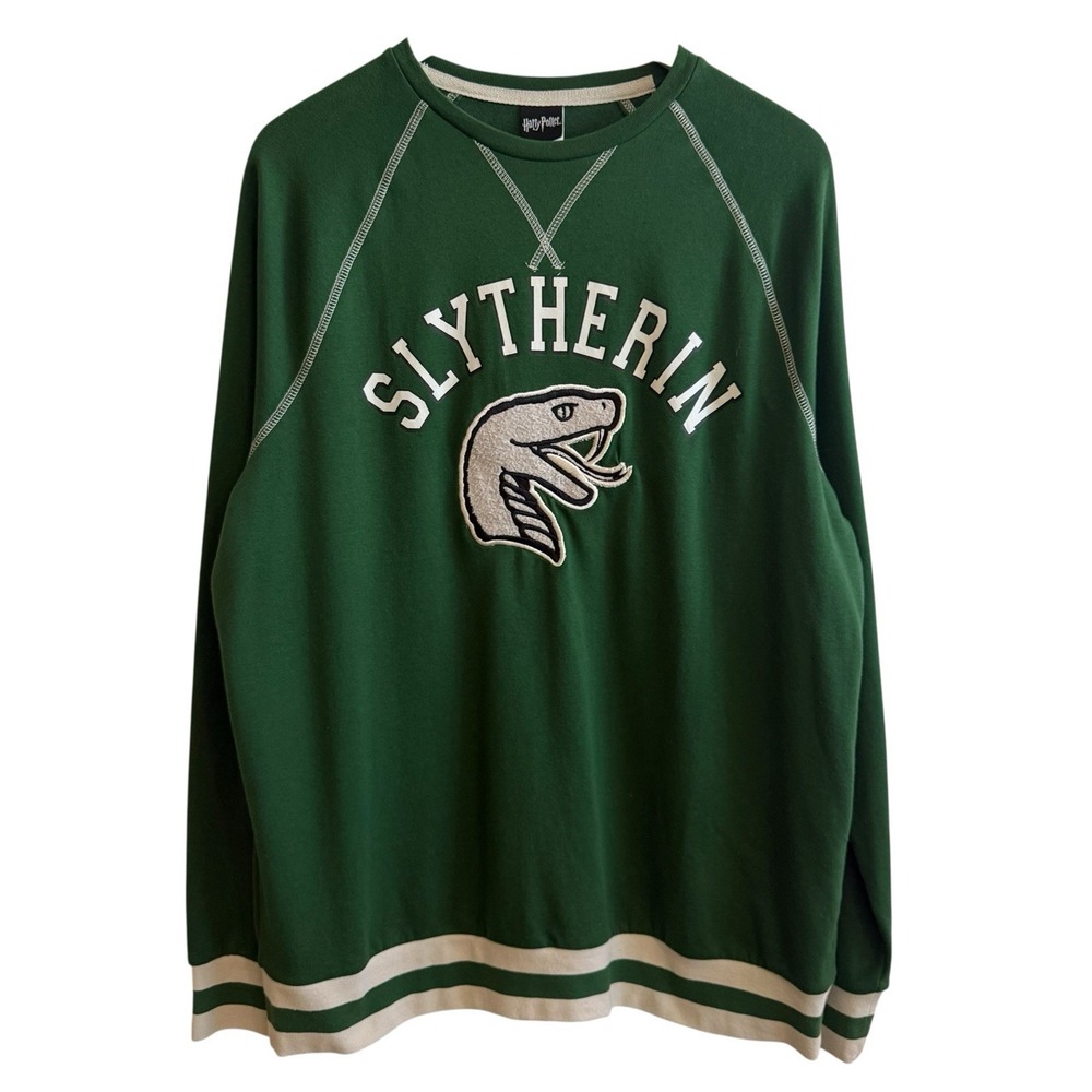 Wizarding World of Harry Potter Slytherin Crewneck Green Gray Sweatshirt L‎ #349